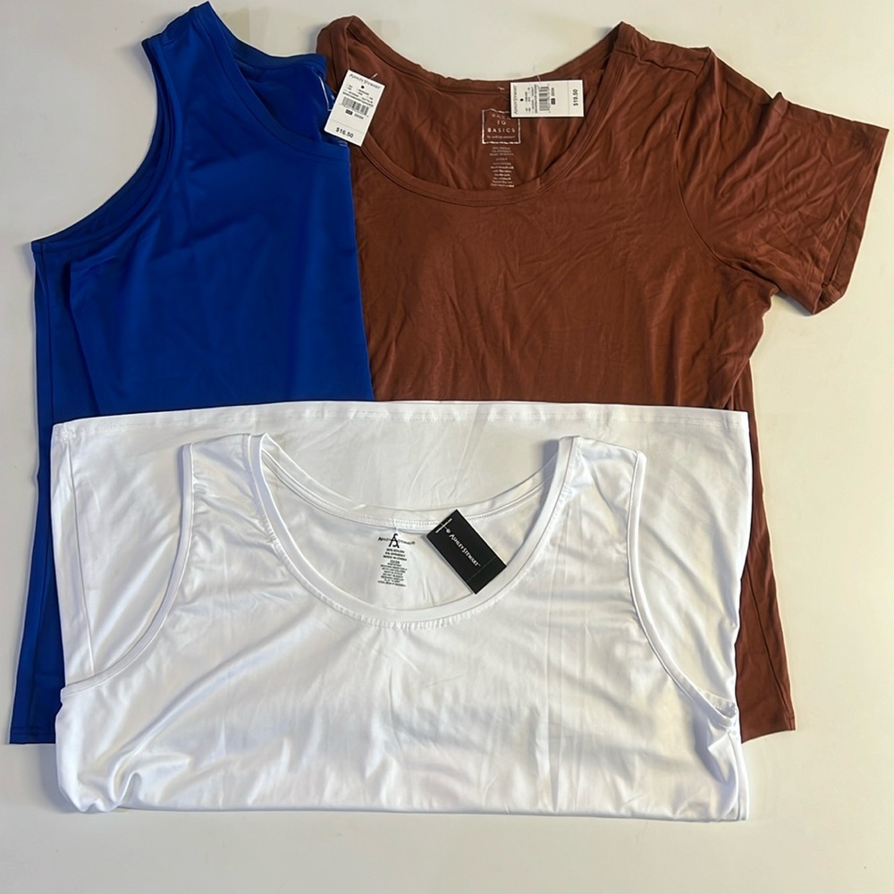 Lot of 3 NWT Ashley Stewart Basic Knit Cami and Basic Stretch Jersey Tee 22/24